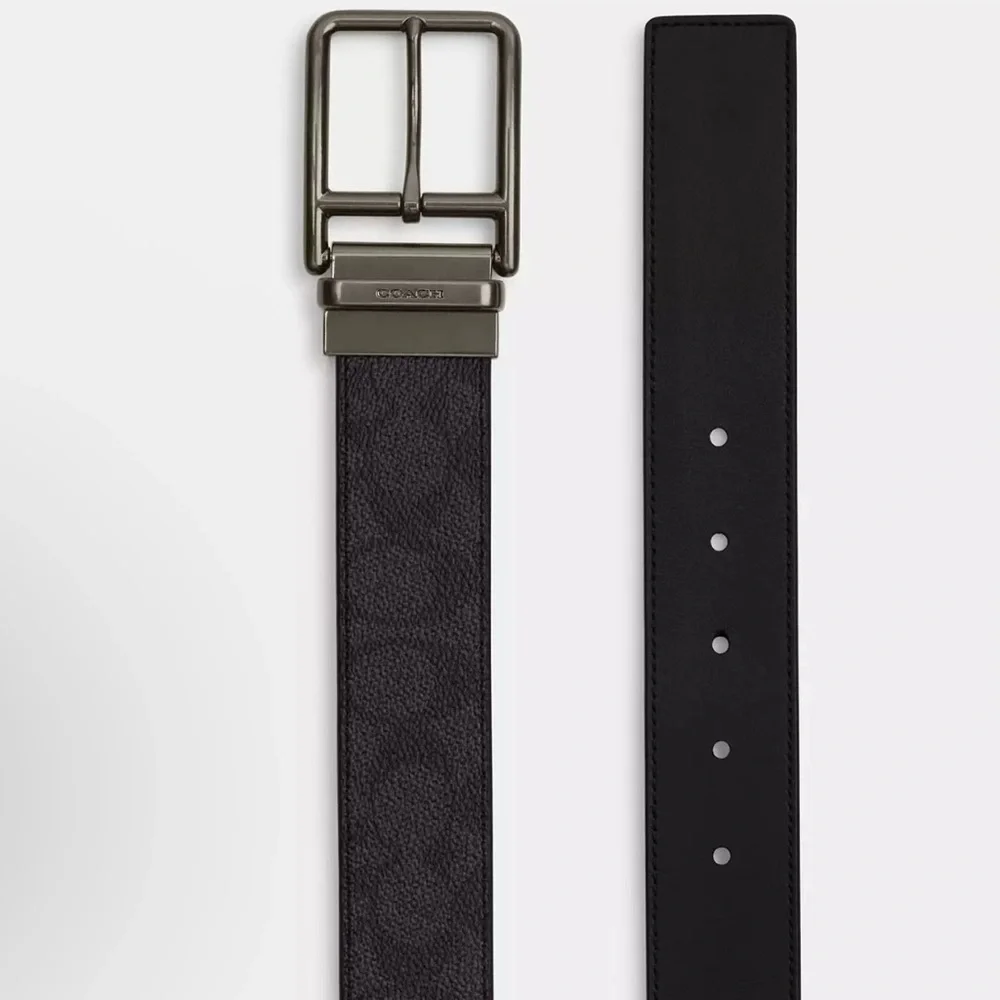 Coach Black and Silver Leather Belt 42 Mm.Fit XS-S-M-L-XL.( 3 belt available)